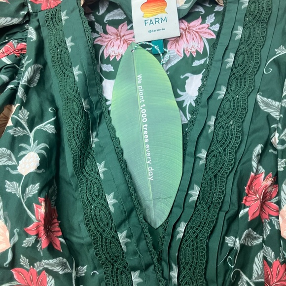 Farm Rio Pineapple Garden Green Blouse sz S - Picture 2 of 6